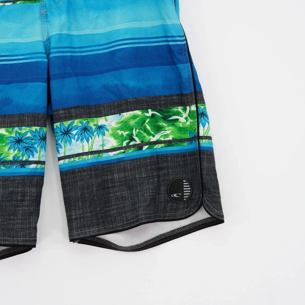 O'neil Blue Green Men's Tropical Swim Trunks 33 / 10 Tagged 32 Drawstring
